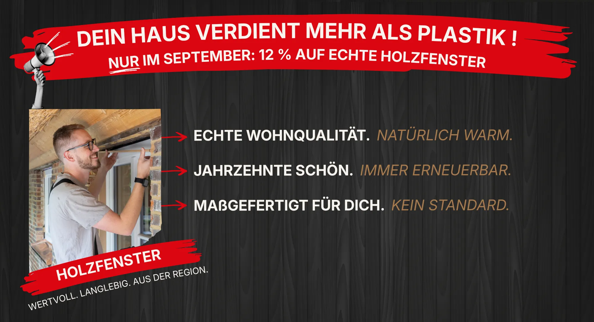 12% auf Holzfenster bei Beauftragung im September 2026