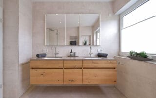 Waschtischunterschrank, Badunterschrank Eiche massiv und Keramikplatte Waschtischunterschrank, Badunterschrank Eiche massiv und Keramikplatte