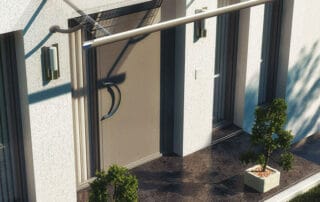 Vordach in grau mit Glasscheibe